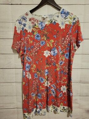 J.JILL Large Petite Floral Tunic Top Tee Shirt Boho